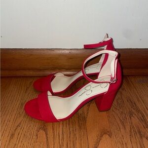 Elegant Red Ankle Strap Heels